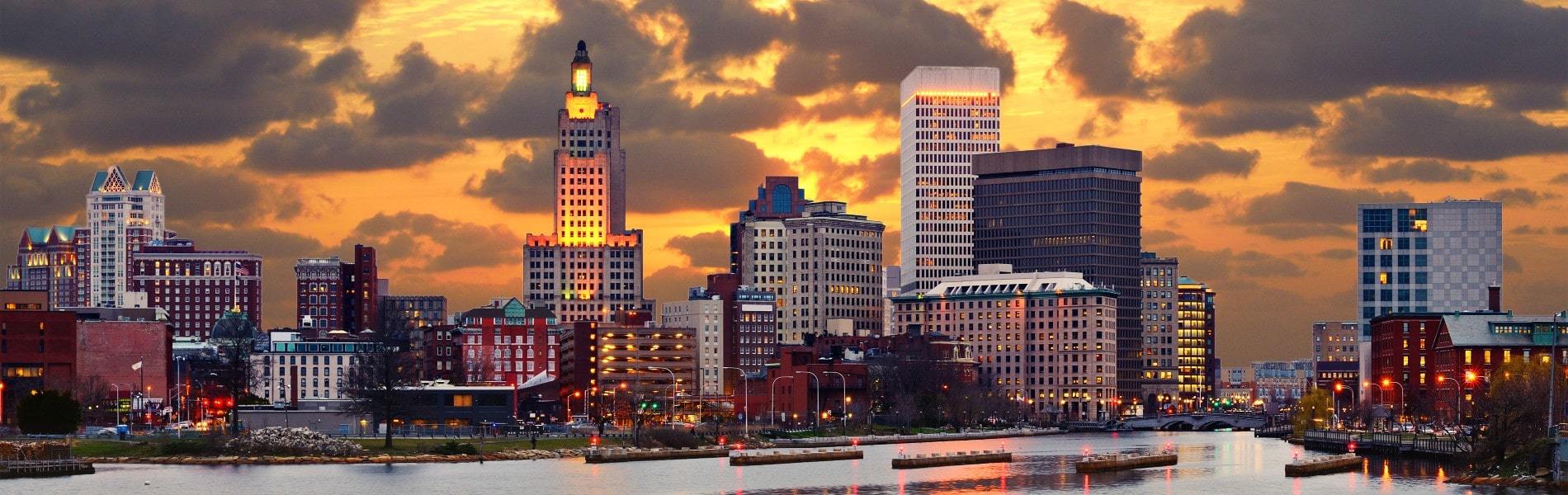 Sunset view of Providence, Rhode Island 